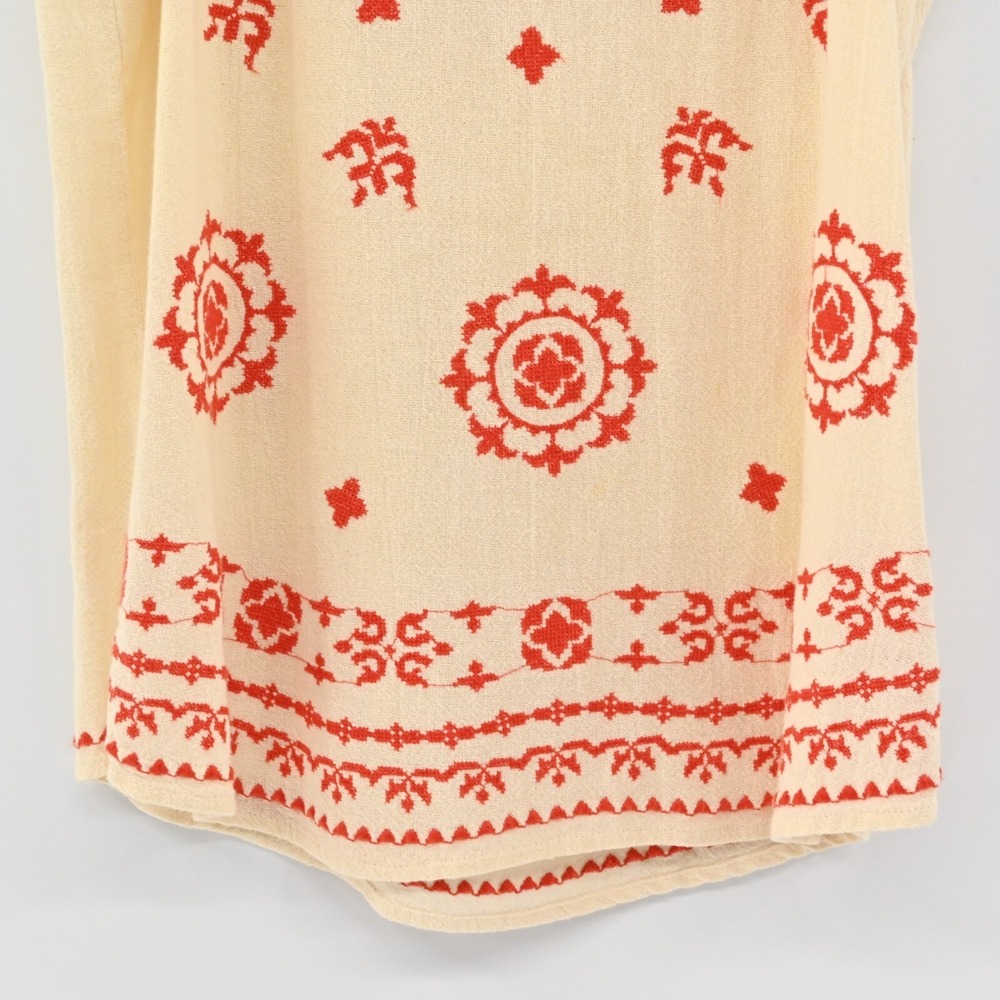 Lucky Brand Embroidered Top Womens Size M Beige Red Sleeveless Scoop Neck Tank - Picture 7 of 10